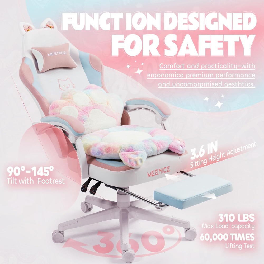 Office Footrest Cushion - Oyun Koltuğu Sevimli Kedi Kulakları ile