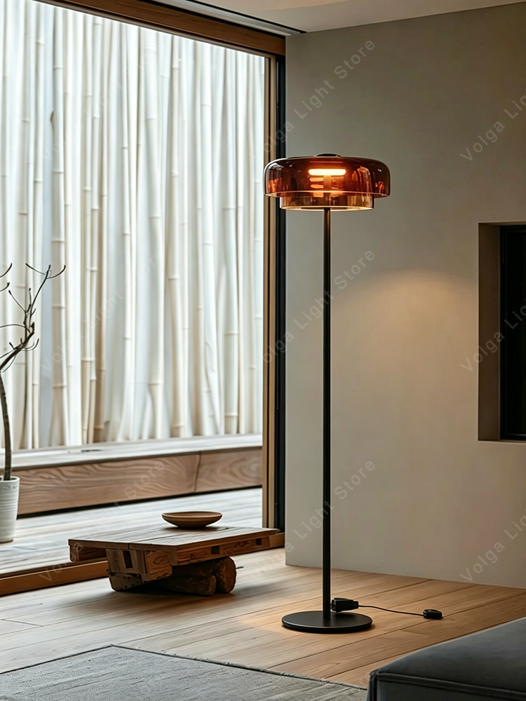 Floor Lamp Arched - İskandinav Lüks Cam Turuncu Yeşil Zemin