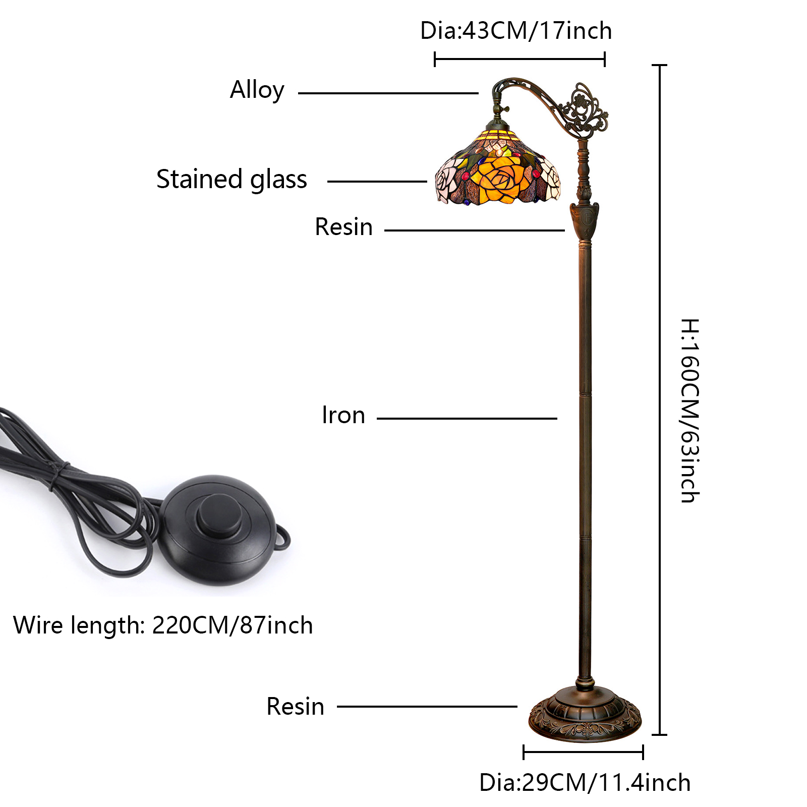 Tiffany Ayaklı Lamba, Ayarlana - Floor Lamp Arched incelemesi ve fiyatı